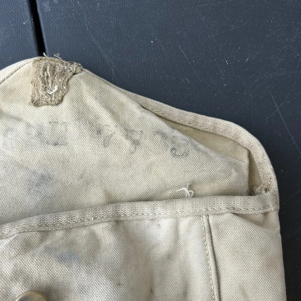 EARLY Vintage Beige Cream Bag Pouch Button Closure Bag Vintage Antique